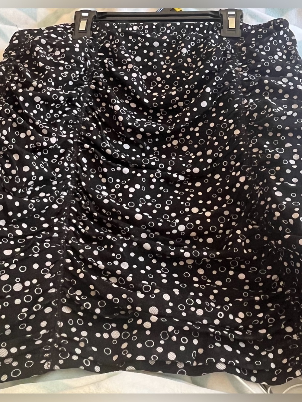 Black Polka Dot Ruched Skirt